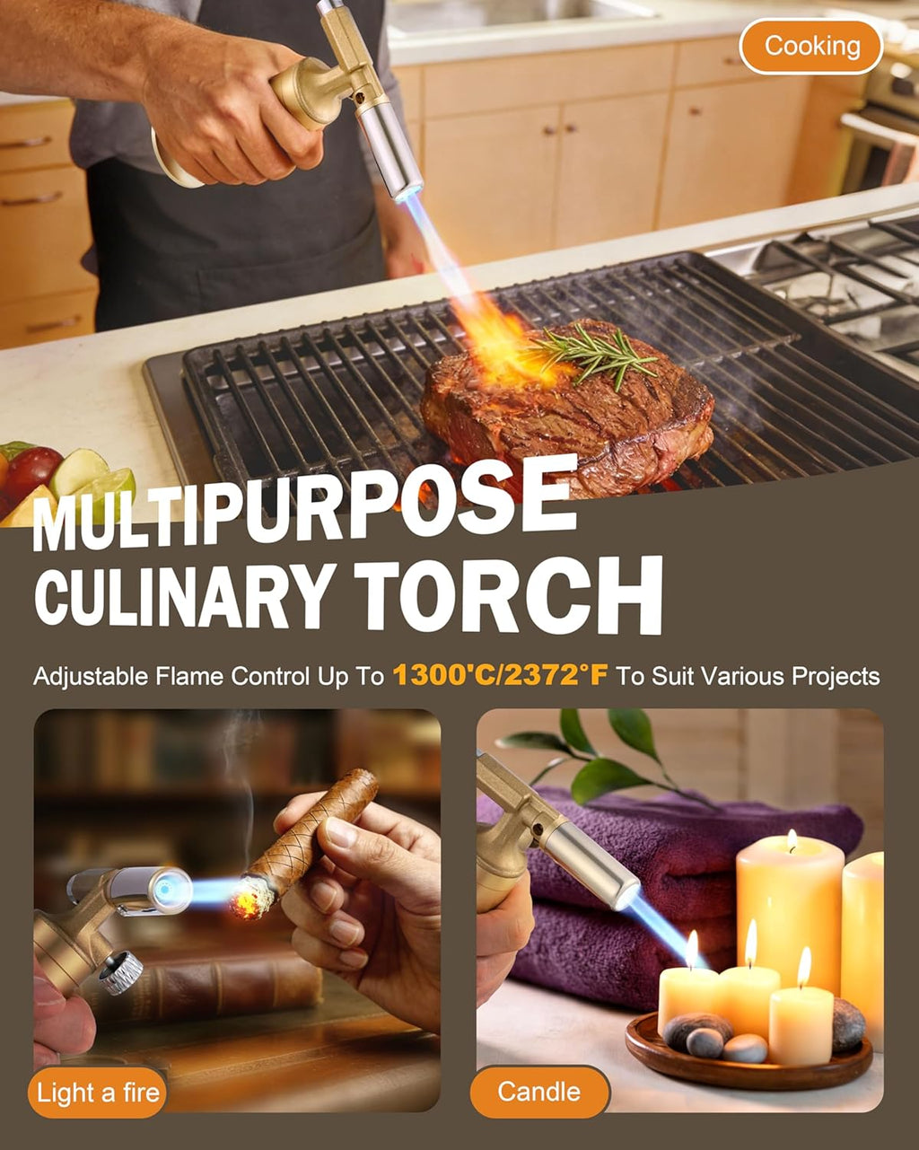 RAVS Copper Butane Torch Lighter, Kitchen Torch with Detachable Copper Base