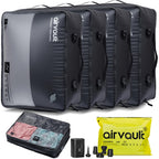 AirVault Reusable Vacuum Compression Travel Bag for Carry-On Suitcase and Backpack, Recycled IPX8 Waterproof Space Saver Vacpack (21L Gray (3-Pack) (Air Pump Included)