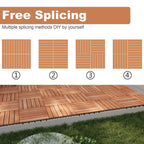 PrimeZone 54 PCS Solid Acacia Wood Interlocking Deck Tiles, Natural Wood