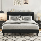 Fluest Queen Bed Frame, Platform Bed Frame with Velvet Upholstered Headboard, No Box Spring Needed, Sturdy Metal Support, Noise Free, Easy Assembly, Modern Bedroom Furniture, Beige