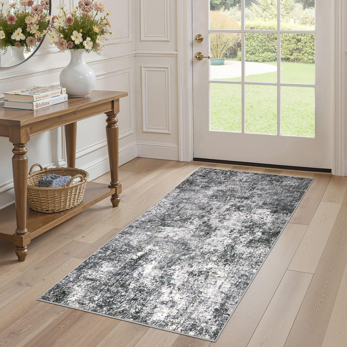 DMOYEST Area Rug Living Room Rugs 9x12 Washable Abstract Grey Carpet