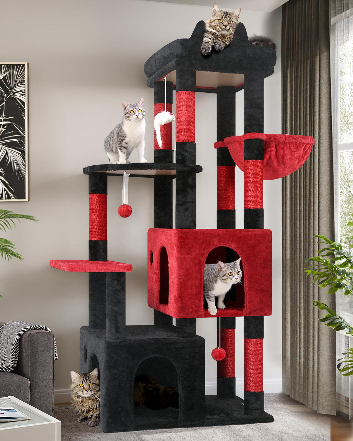 Globlazer Heavy Duty Cat Trees for Big Cats Maine Coon, F61, Light Grey