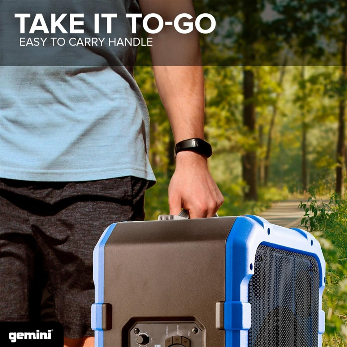 Gemini Portable Party Speaker with Wheels, LED & Mic, Blue (MPA-2400)