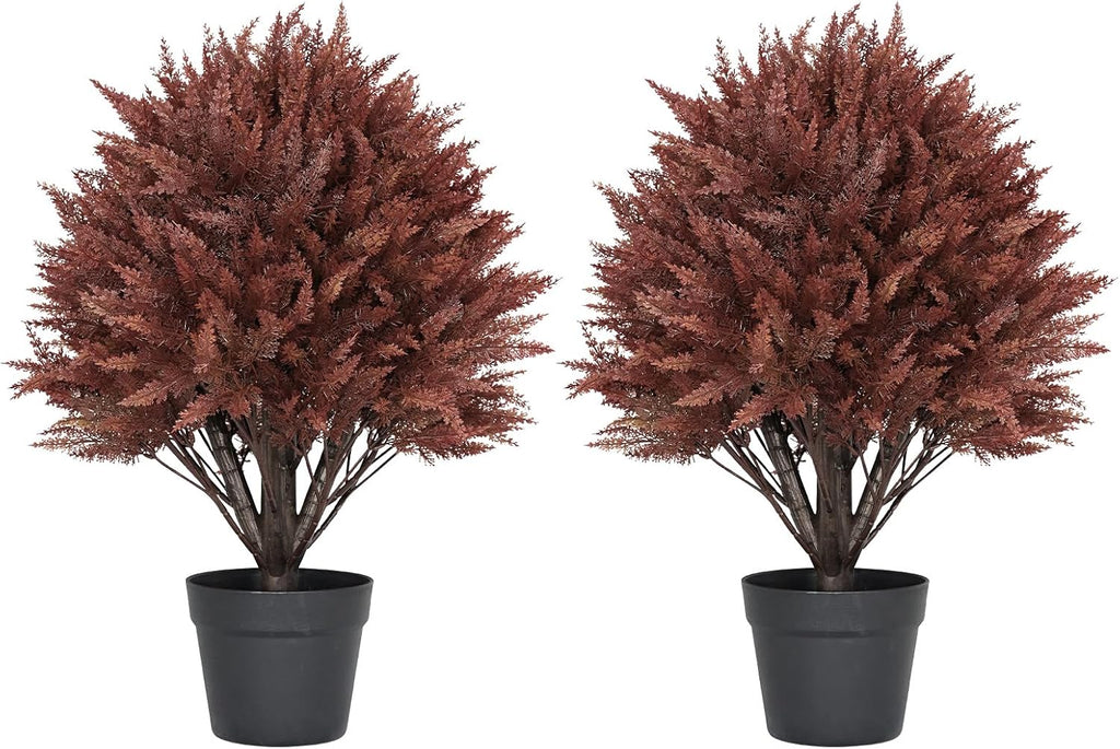 24" Artificial Cypress Ball Plants Outdoor, Fall Topiary Trees