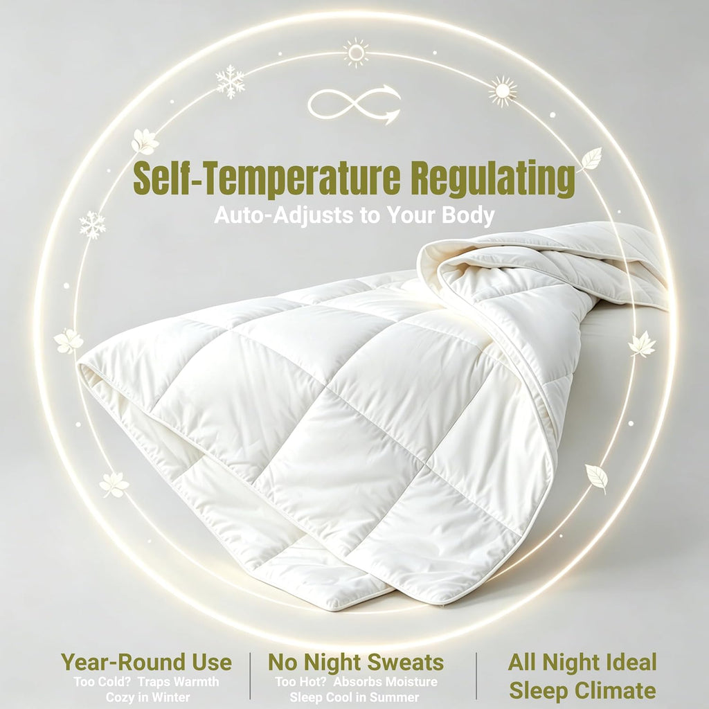 100% Australian Wool Comforter Queen-All Season Breathable Duvet Insert