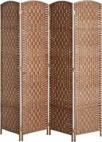 HOMCOM Room Divider 4-Panel, 6FT-Tall Folding Privacy Screen, Natural