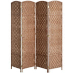 HOMCOM Room Divider 4-Panel, 6FT-Tall Folding Privacy Screen, Natural