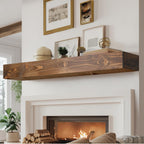 60x8x3in Rustic Fireplace Mantel Pine Wood, Weathered Brown