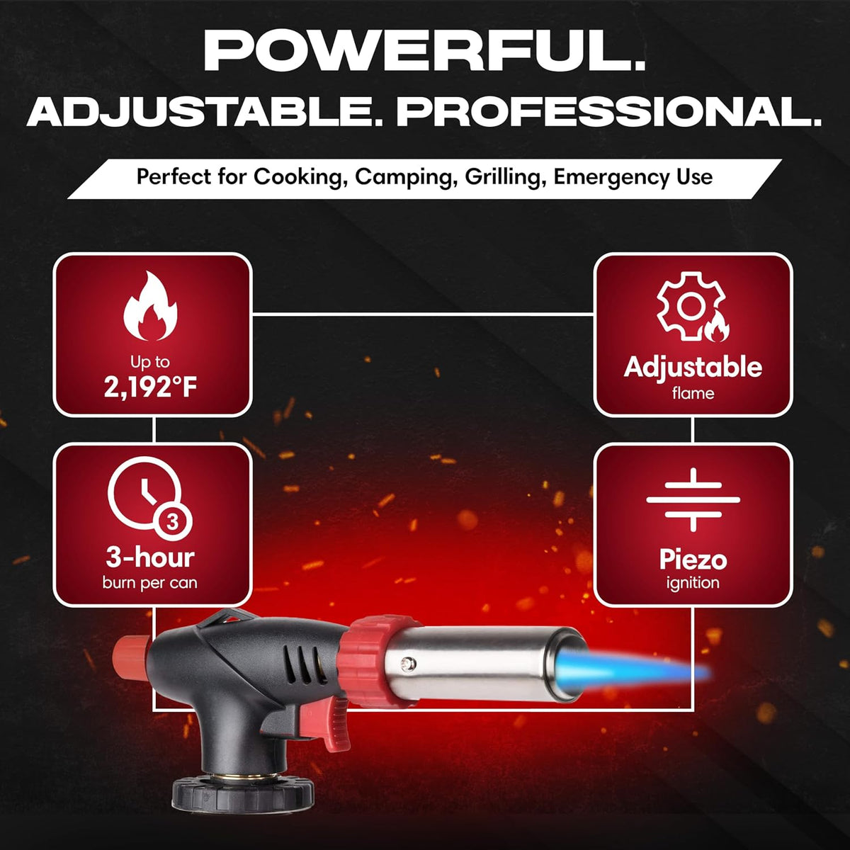 Chef Master Butane Torch Lighter for Creme Brulee, Soldering, Crafts & BBQ
