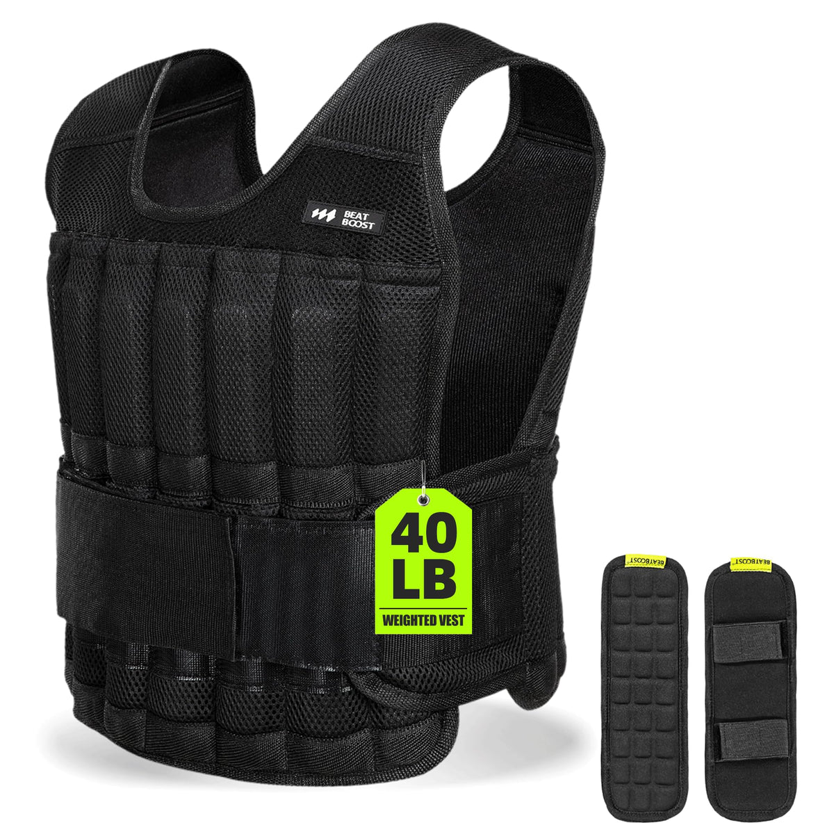 Beatboost Weighted Vest Men,20lb/30lb/40lb/50lb/60lb Adjustable Weight Vest