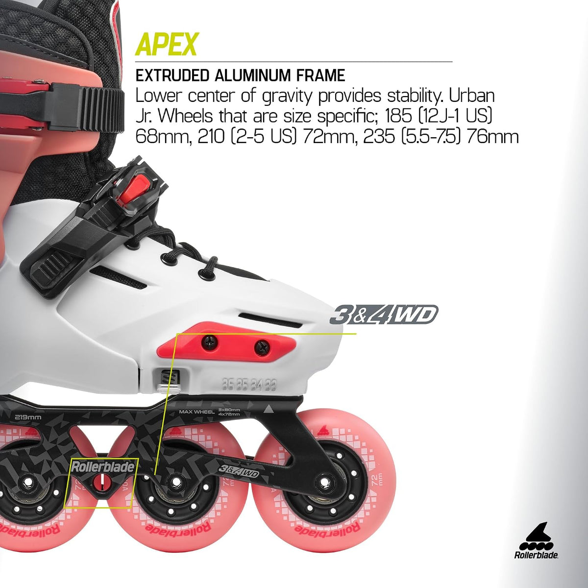 Rollerblade Apex Junior Adjustable Fitness Inline Skate