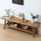 HOKYHOKY Reclaimed Solid Wood Bench-55 Entryway Bench with Storage Shelf