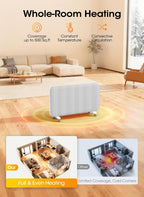 Convection Panel Space Heater Indoor Use, Large Room Electric Heater with Wifi App Control, Smart Mica Infrared Heater with Programmable Thermostat, Wall Mount or Standing, Quiet & Eco, 1500W