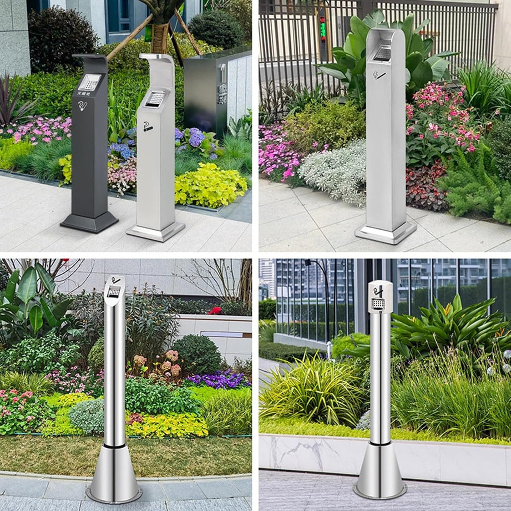 Standing Ashtray Outdoor for Patio, Large & Tall Outside Ashtrays for Cigarette Butt Receptacle Disposal, Commercial Metal Smokers Cigar Ash Tray Container with,B