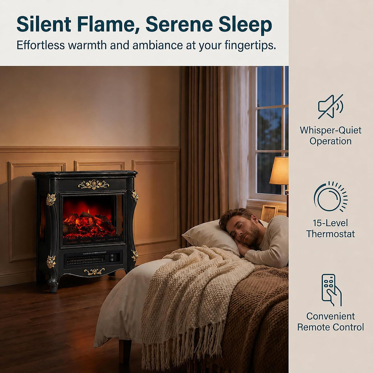 LIVILAND 1500W Electric Fireplace Stove, Indoor Space Heater