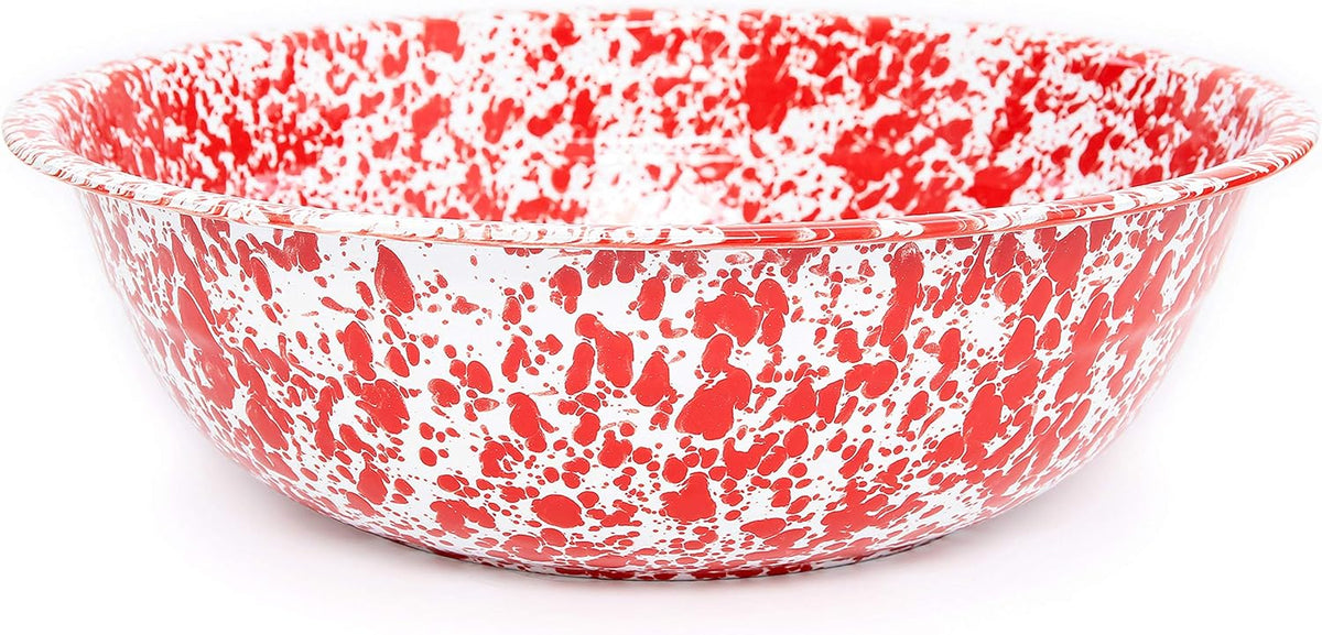 Enamelware Benson Basin, 32 quart, Red/White Splatter (Single)