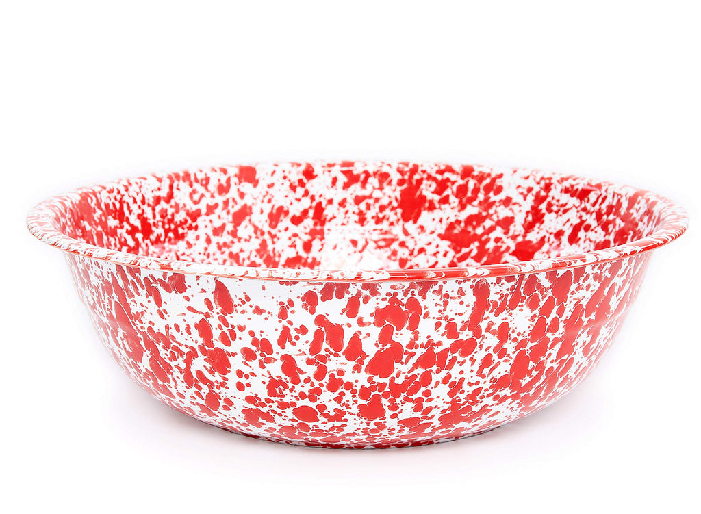 Enamelware Benson Basin, 32 quart, Red/White Splatter (Single)