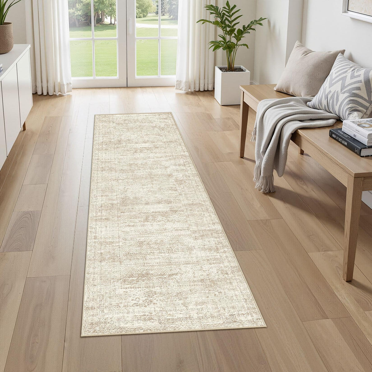 UERMEI 9x12 Area Rug Living Room Rugs - Washable Neutral Modern Abstract Soft Thin Large Rug Indoor Floor No Slip Rug Carpet for Bedroom Under Dining Table Home Office Decor - Brown Grey