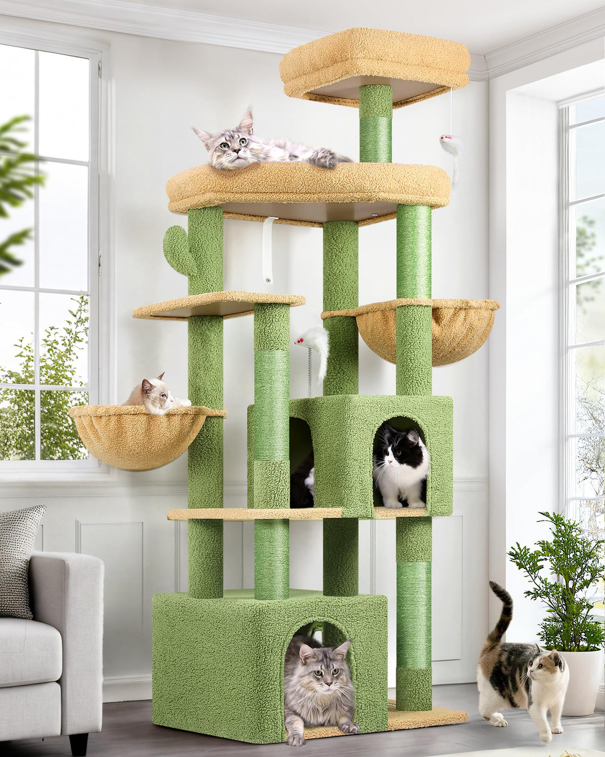 Globlazer Sturdy Cat Tree for Indoor Cats 20 lbs, S68, Cloud Grey