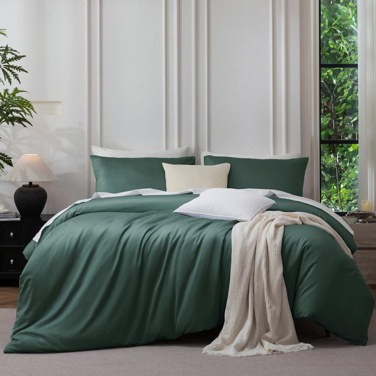 MooMee Queen Duvet Cover Set 100% Extra Long Staple Cotton Cooling Bedding
