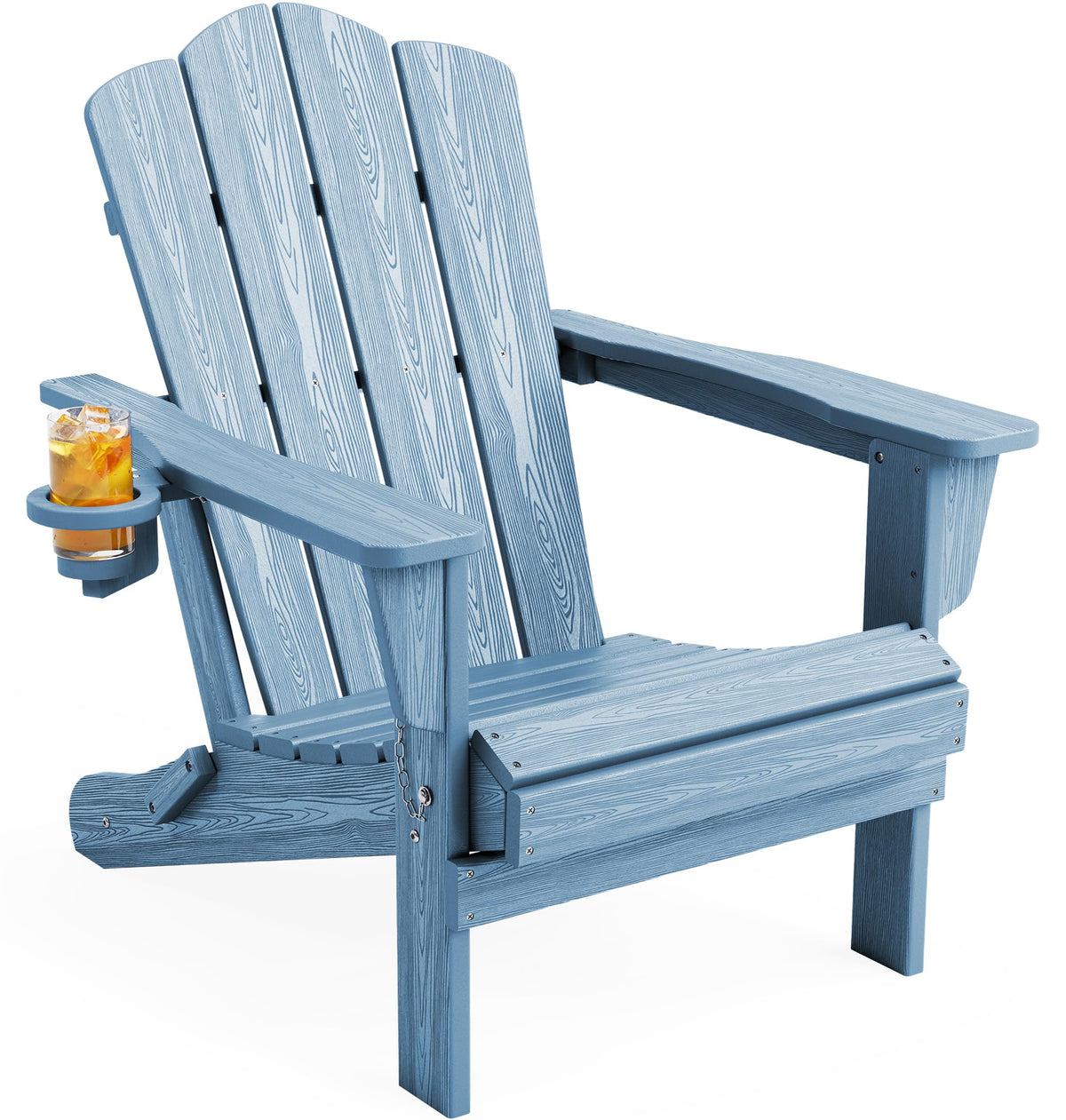 KINGYES Folding Adirondack Chair Set of 4 with Cup Holder, Navy