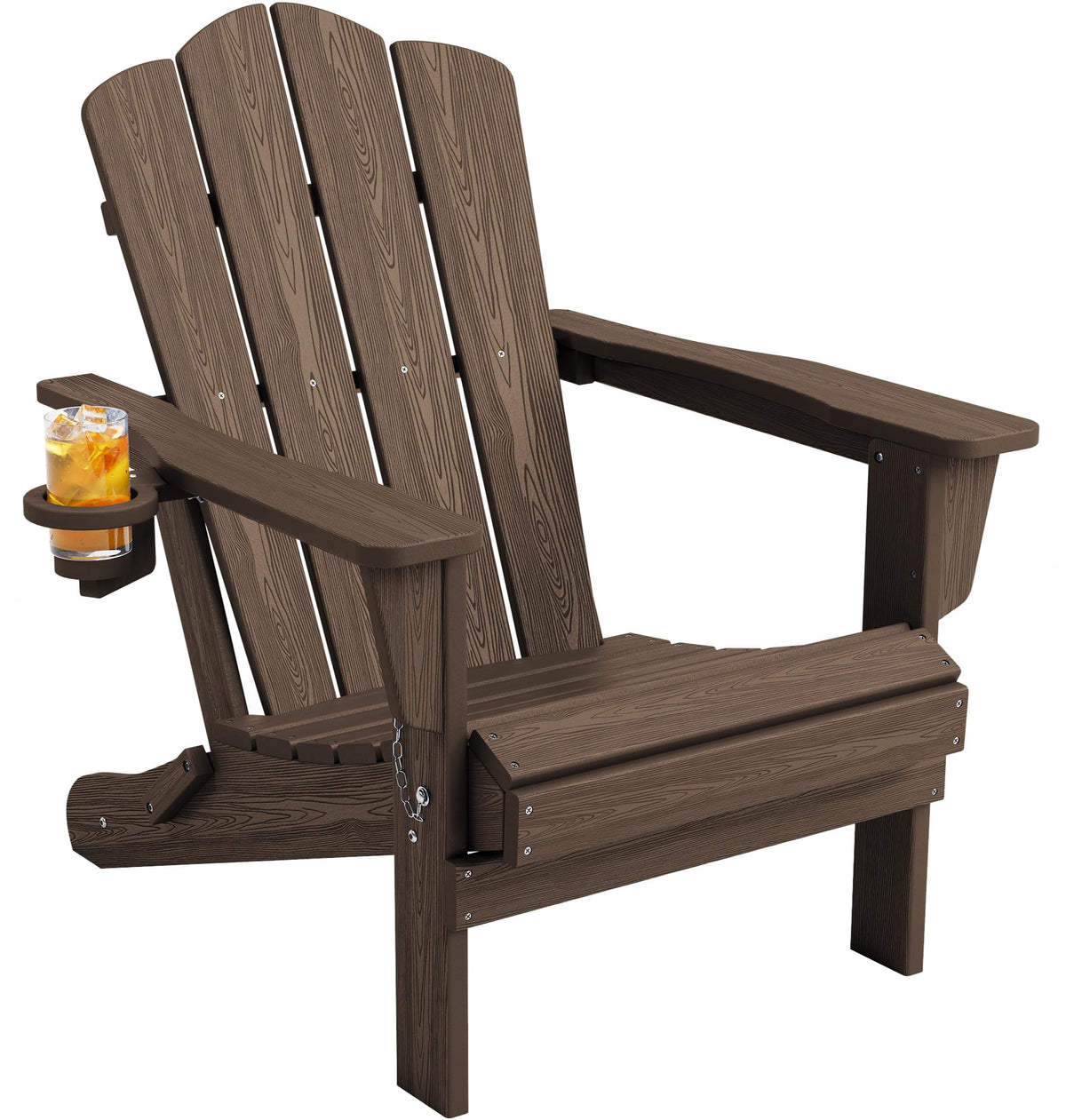 KINGYES Folding Adirondack Chair Set of 4 with Cup Holder, Navy