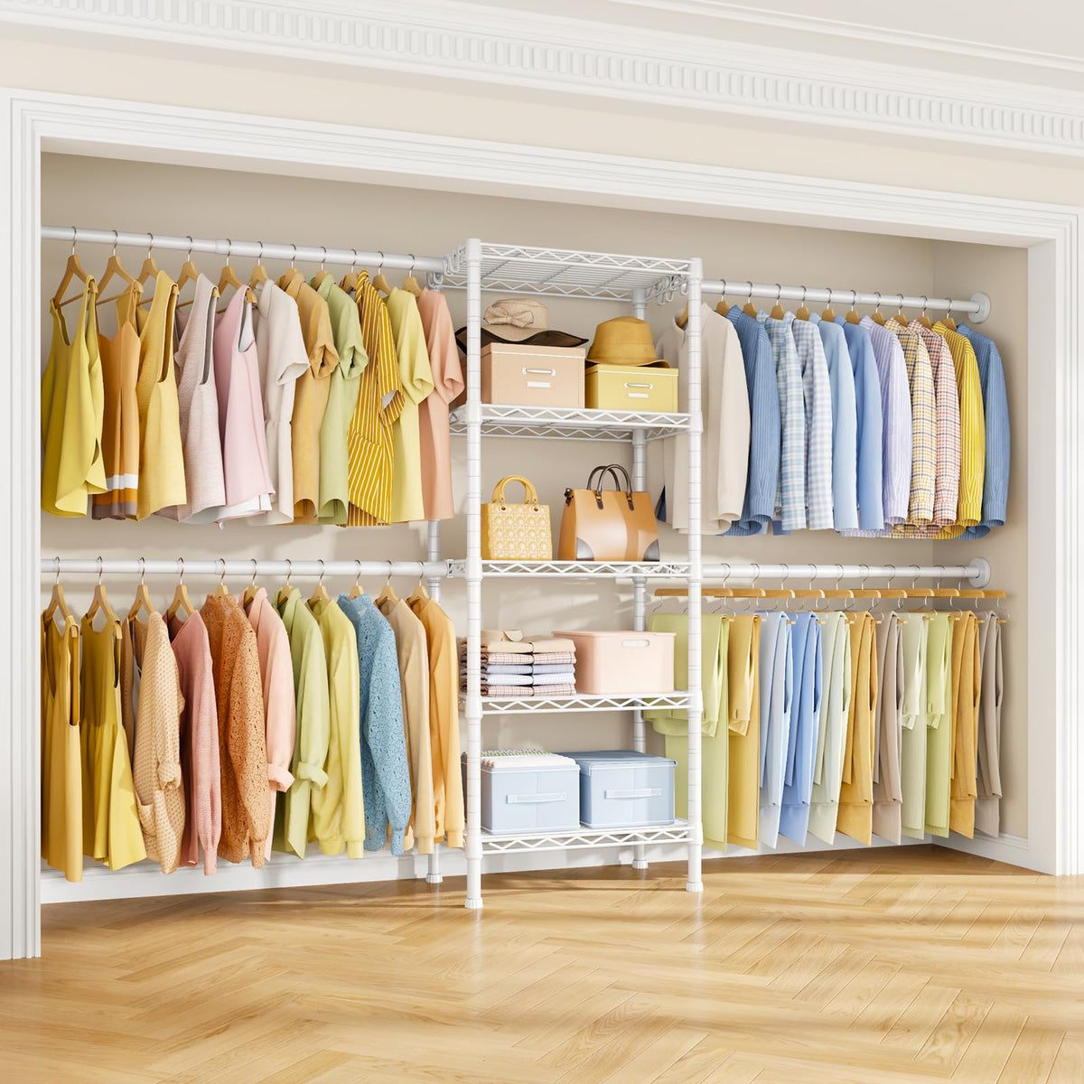 Ulif M5 Wall Mounted Clothes Garment Rack, Heavy Duty Closet Storage System