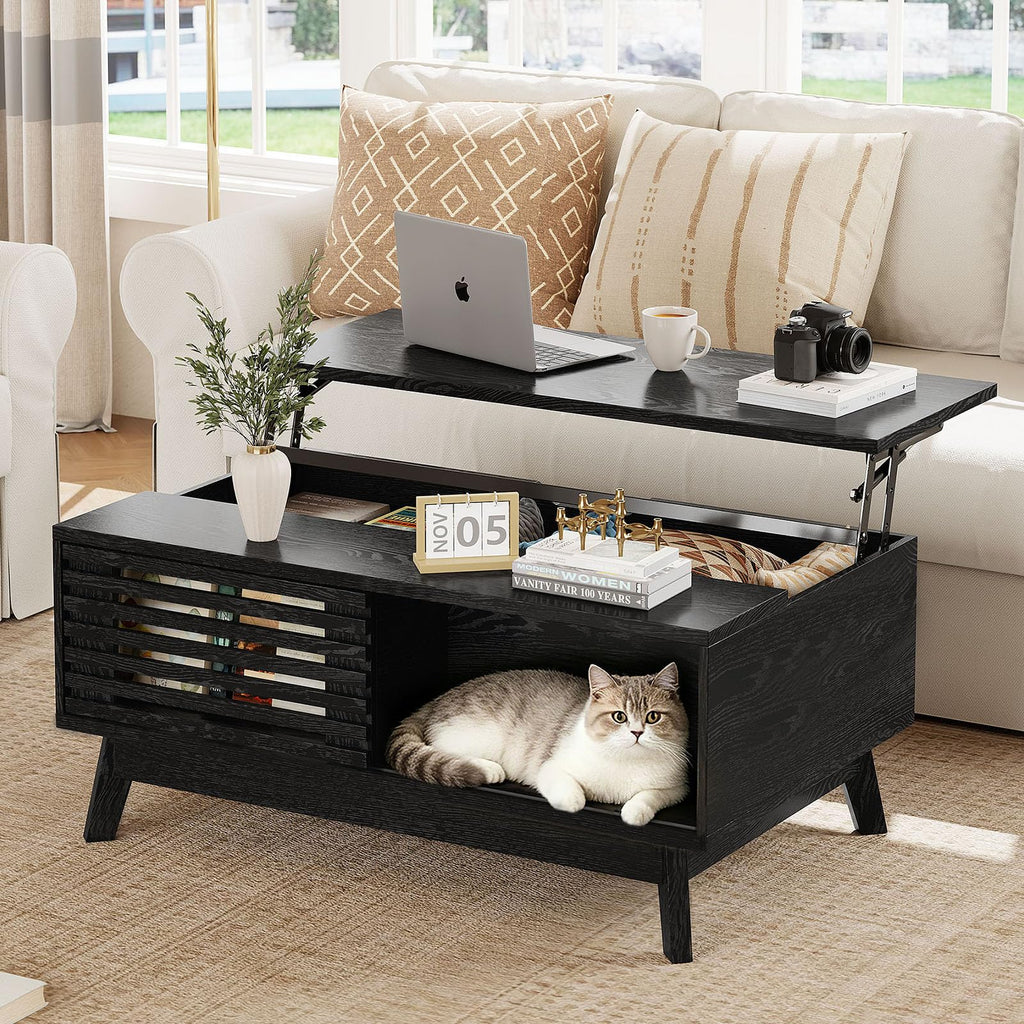 HAIOOU Lift Top Coffee Table with Storage for Living Room 35.4" Walnut