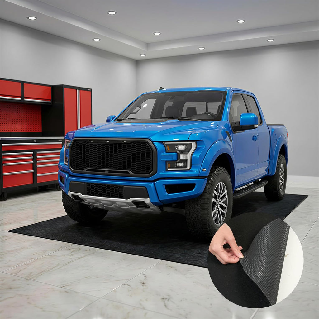 FLEXIMOUNTS 22x9 Ft Extra Large Garage Floor Mat - Waterproof Oil Absorbent Surface, Stay-in-Place Garage Flooring Roll for Under Car (Includes Double Sided Tape)