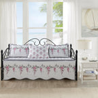 HESTIN 4Pcs Sky Blue Scallop Daybed Cover Set 75"x39" Petunia Embroidery