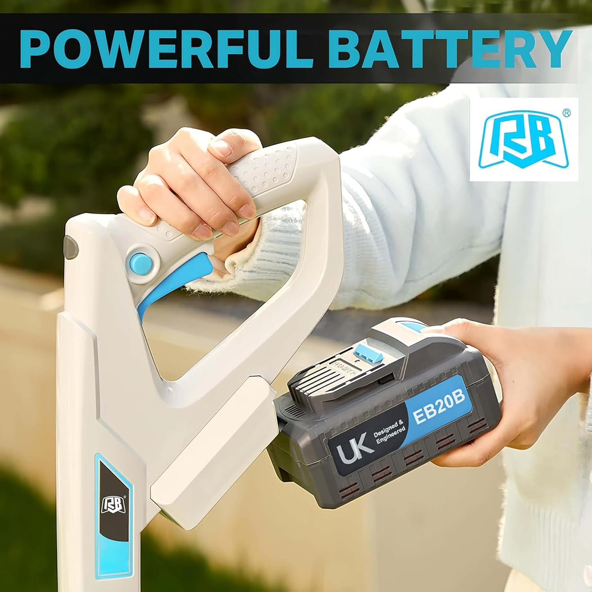 RB 40V 9" Mini Cordless Lawn Mower with Battery & Charger for Small Yards