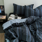 Plaid Duvet Cover Set Washed Cotton,Queen(90"x90"),Multicolor Gingham