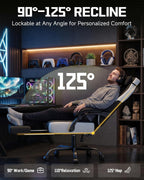 GTPLAYER Big & Tall Gaming Chair, Wide Seat with Footrest, Charcoal