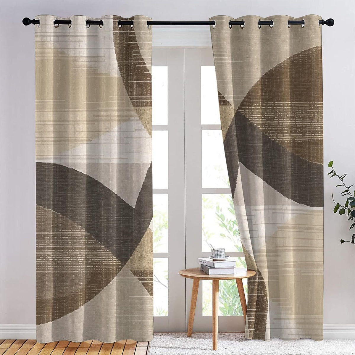 Mid Century Blackout Curtains & Gifts, Thermal Insulated Room Darkening Grommet Drapes for Bedroom Living Room, Minimalist Modern Abstract Window Treatments, 108 Inch Drapes 2 Panel Set