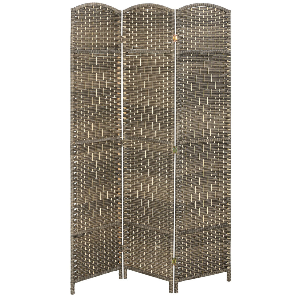 HOMCOM 3 Panel Room Divider 6 Ft Privacy Screen Hand-Woven Washed Oak