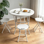 32" Round Folding Table, HDPE Top & Metal Frame, 2 Pack, White