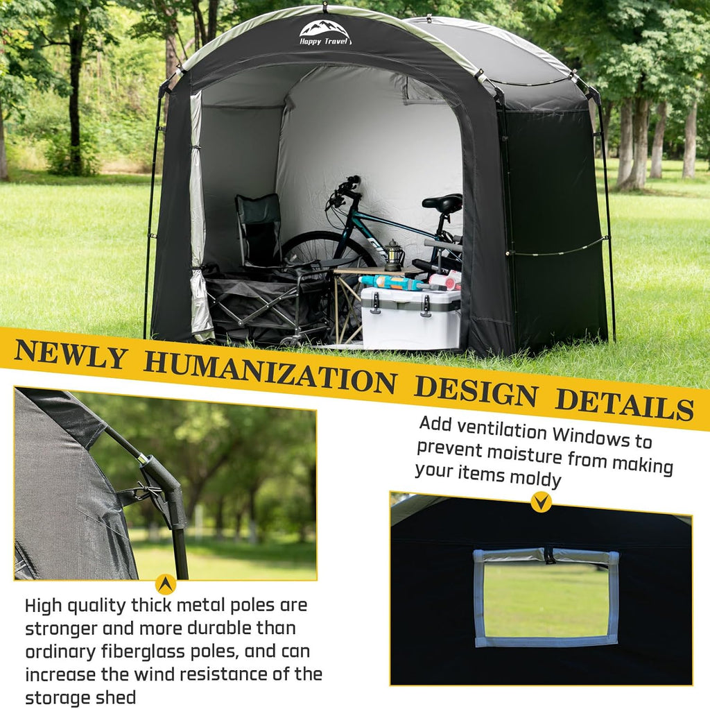 Happy Travel Bike Storage Shed Tent, Waterproof Portable Bicycle Cover Shed