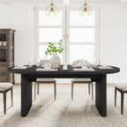 GarveeHome 63" Long Oval Dining Table with Wooden Base for 4-6 People
