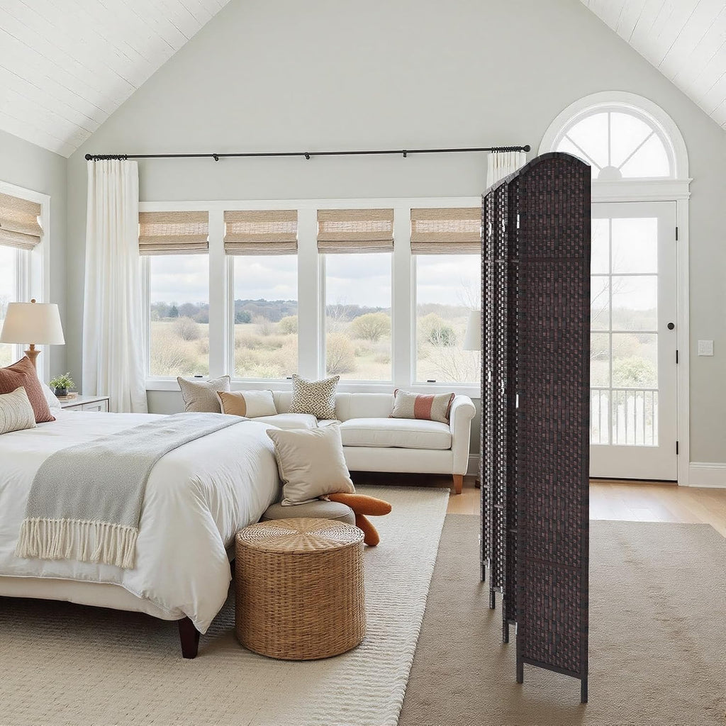 HALLYBEE Room Divider Panel,8 Panel Partition Room Dividers, Dark Mocha