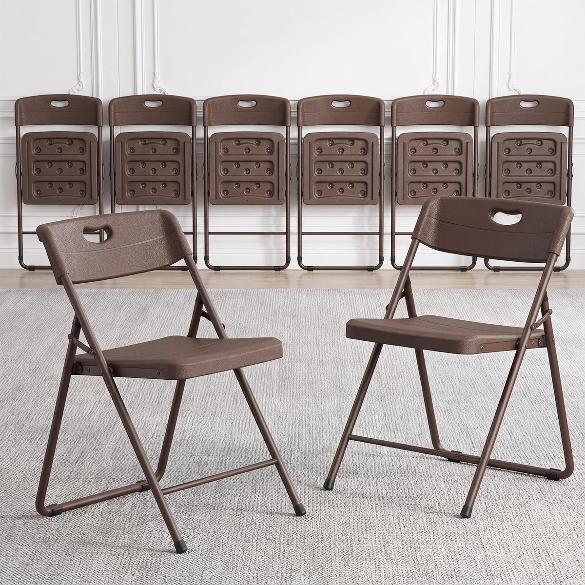 Folding Chairs 4 Pack,350 lbs Heavy Duty Metal Frame Folding Chairs with PU Leather Padded Seat,Ergonomic Portable Foldable Chair with Non-Slip Rubber Feet for Indoor Outdoor Wedding Patio Party,Black
