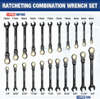 WORKPRO 22-piece Ratcheting Wrench Set with 180° Flex Head, Anti-Slip