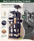 AMHANCIBLE Cat Tree Tower, 70 Inch Heavy Duty Cat Tree for Large Cats