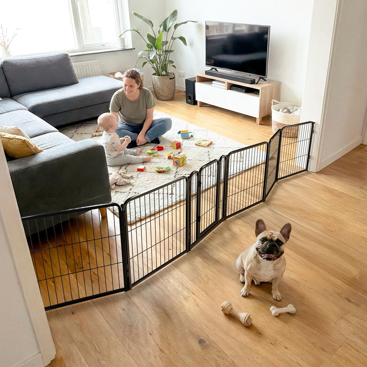 FXW Dog Gate, Extra Wide Adjustable for Openings Up to 111", 32" H