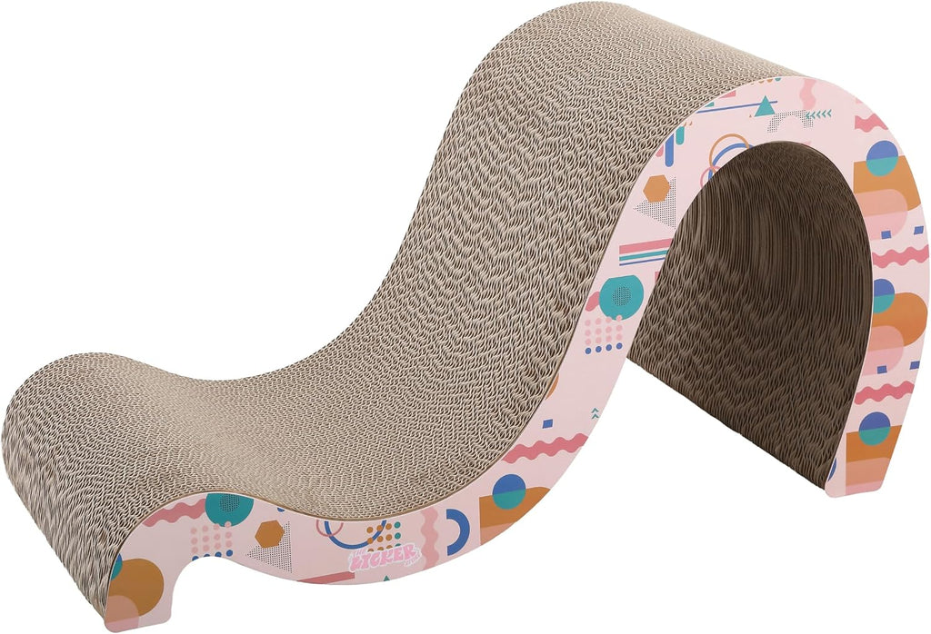 CSR1013D Kona 27" Modern Cardboard Double-Sided Wave Cat Scratcher with Catnip, Pattern Party