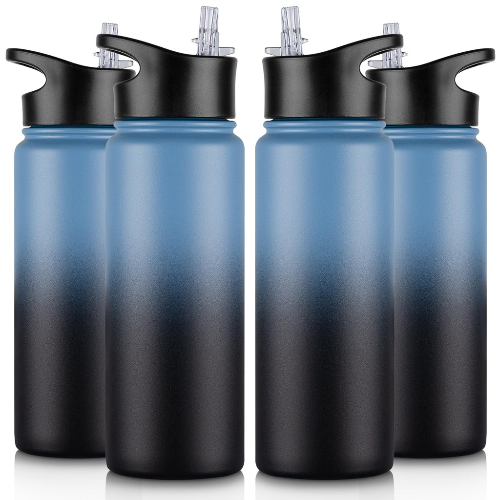 32 oz Insulated Water Bottle Bulk 8 Pack, Stainless Steel Sports Water Bottles with Straw Lid & Wide Mouth Lids, Double Walled Vacuum, Leak Proof, White