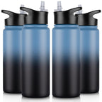 32 oz Insulated Water Bottle Bulk 8 Pack, Stainless Steel Sports Water Bottles with Straw Lid & Wide Mouth Lids, Double Walled Vacuum, Leak Proof, White