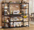 UPOSOJA 62.4in Large Bakers Rack with Power Outlet, 5-Tier Coffee Bar