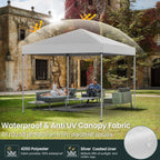 Shades 10x10 Pop Up Canopy, Heavy Duty Beach Tent with Carrying Bag for Easy Moving, Sun Shelter for Parties, Events, Camping, Outdoor Gazebo with 420D PU Coated Waterproof White Fabric