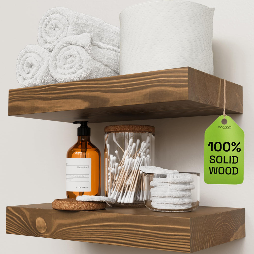 Solid Wood Floating Shelves for Wall 36 Inches Long, Walnut Wooden Shelf