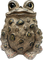 SUNGUARD Whimsical Toad Hollow Tall Stretch Jumbo Garden Frog Statues-Natural Brown